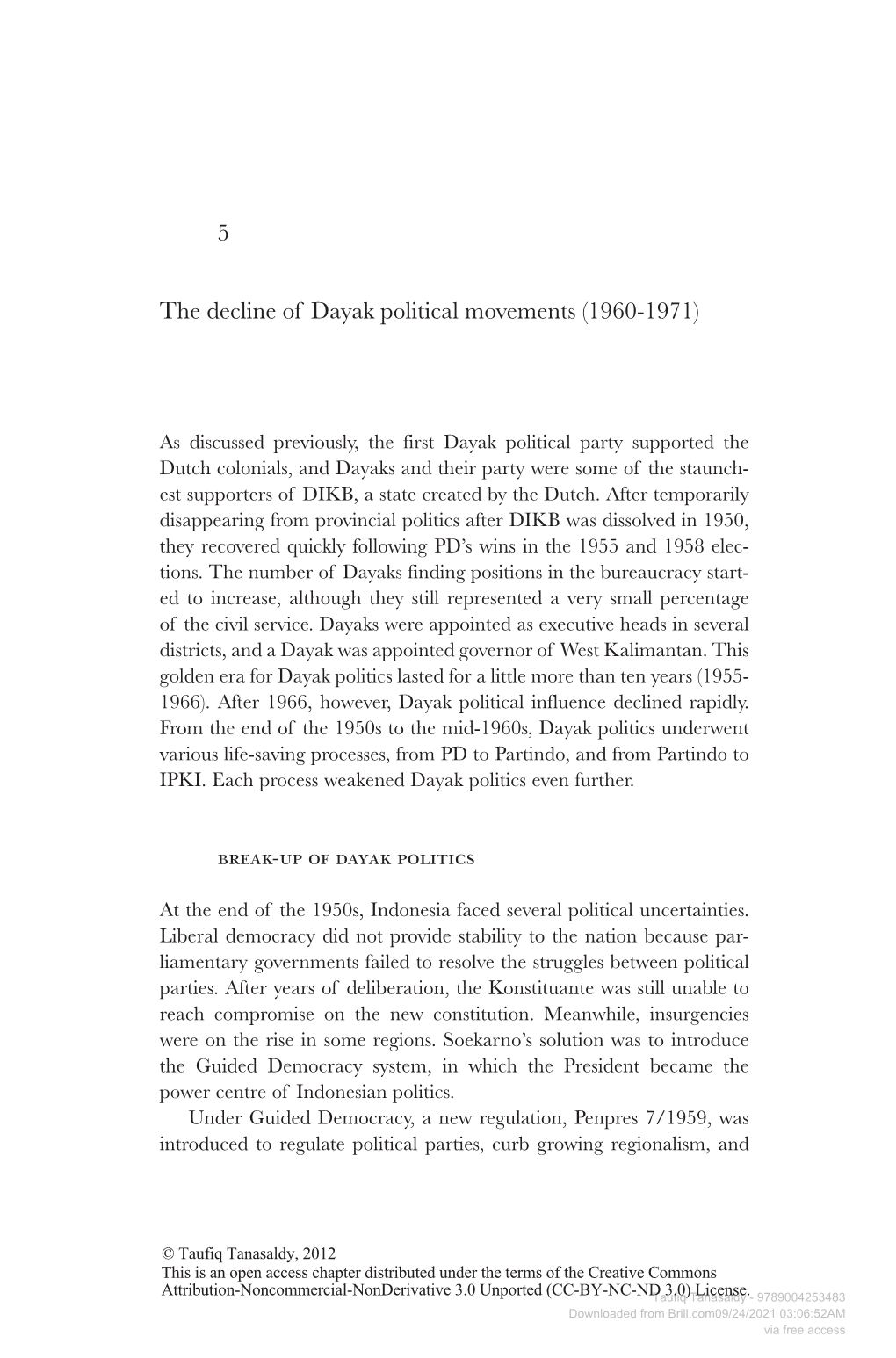5 the Decline of Dayak Political Movements (1960-1971) |