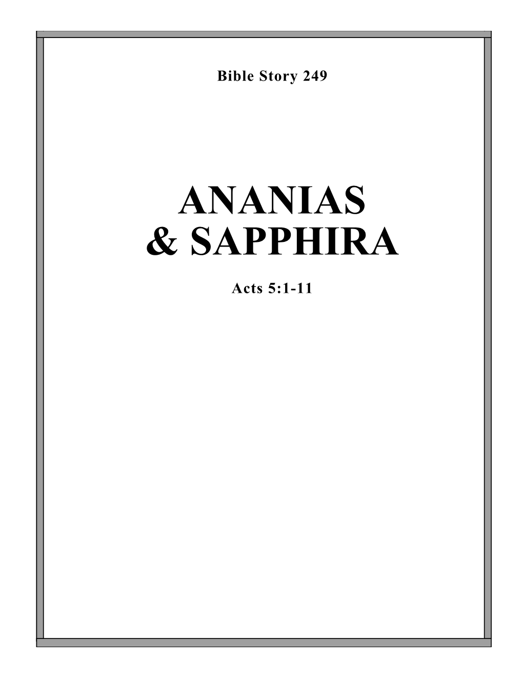 Ananias & Sapphira