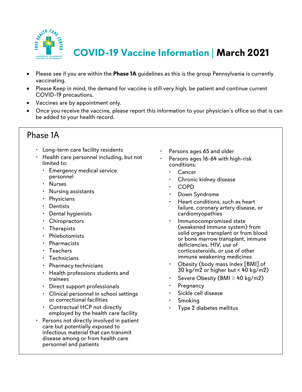 COVID-19 Vaccine Information | March 2021