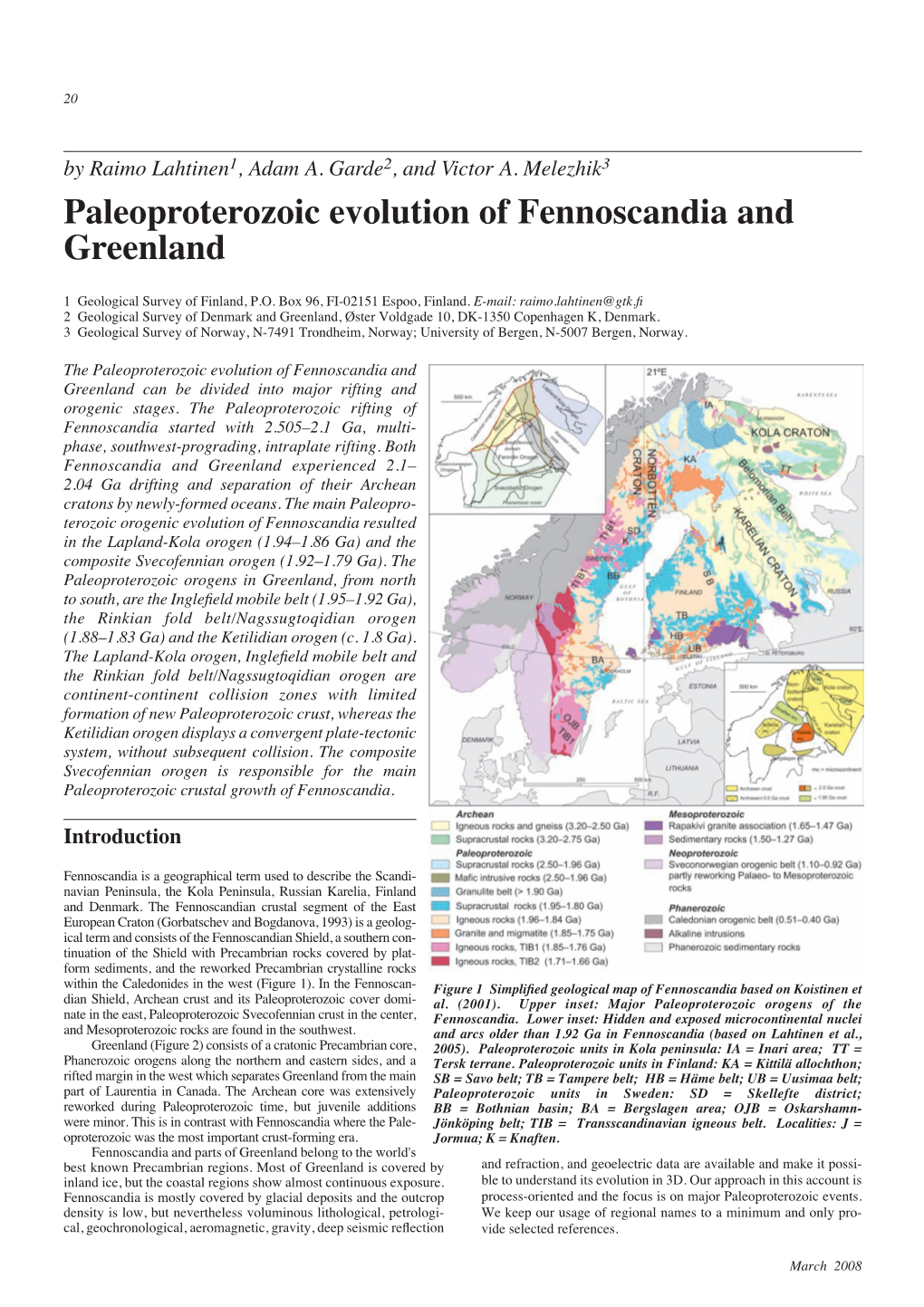 Paleoproterozoic Evolution of Fennoscandia and Greenland