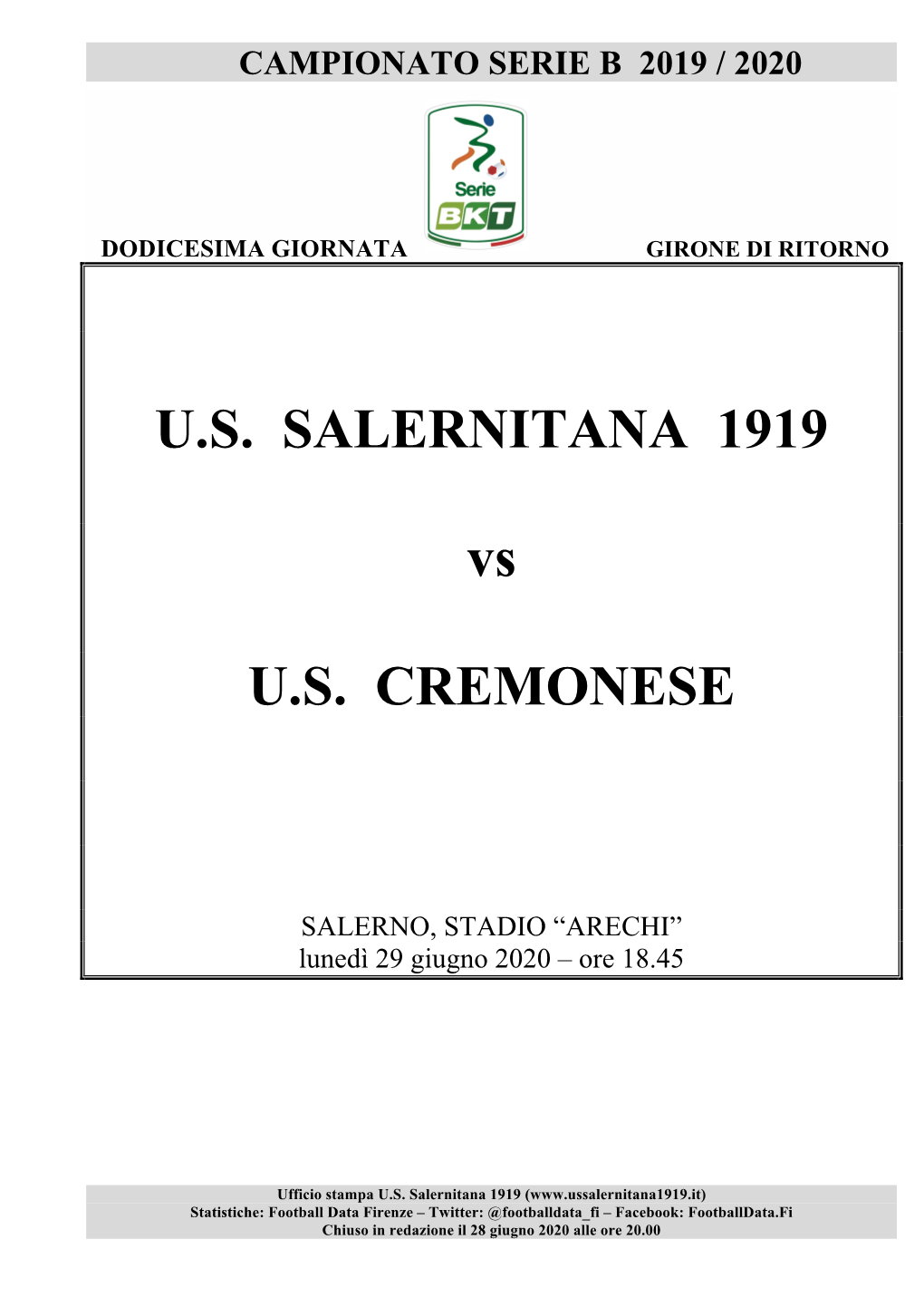 Salernitana-Cremonese