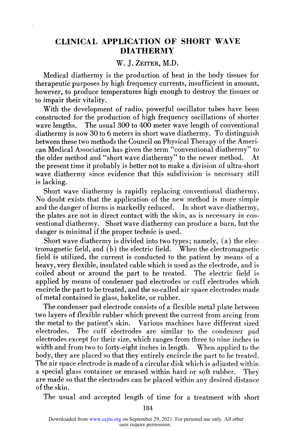 Clinical Application of Short Wave Diathermy