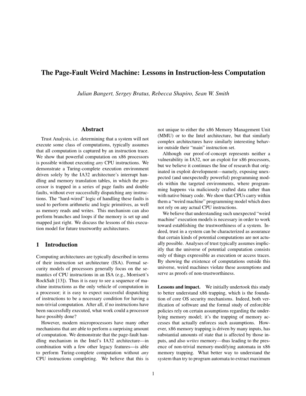 The Page-Fault Weird Machine: Lessons in Instruction-Less Computation