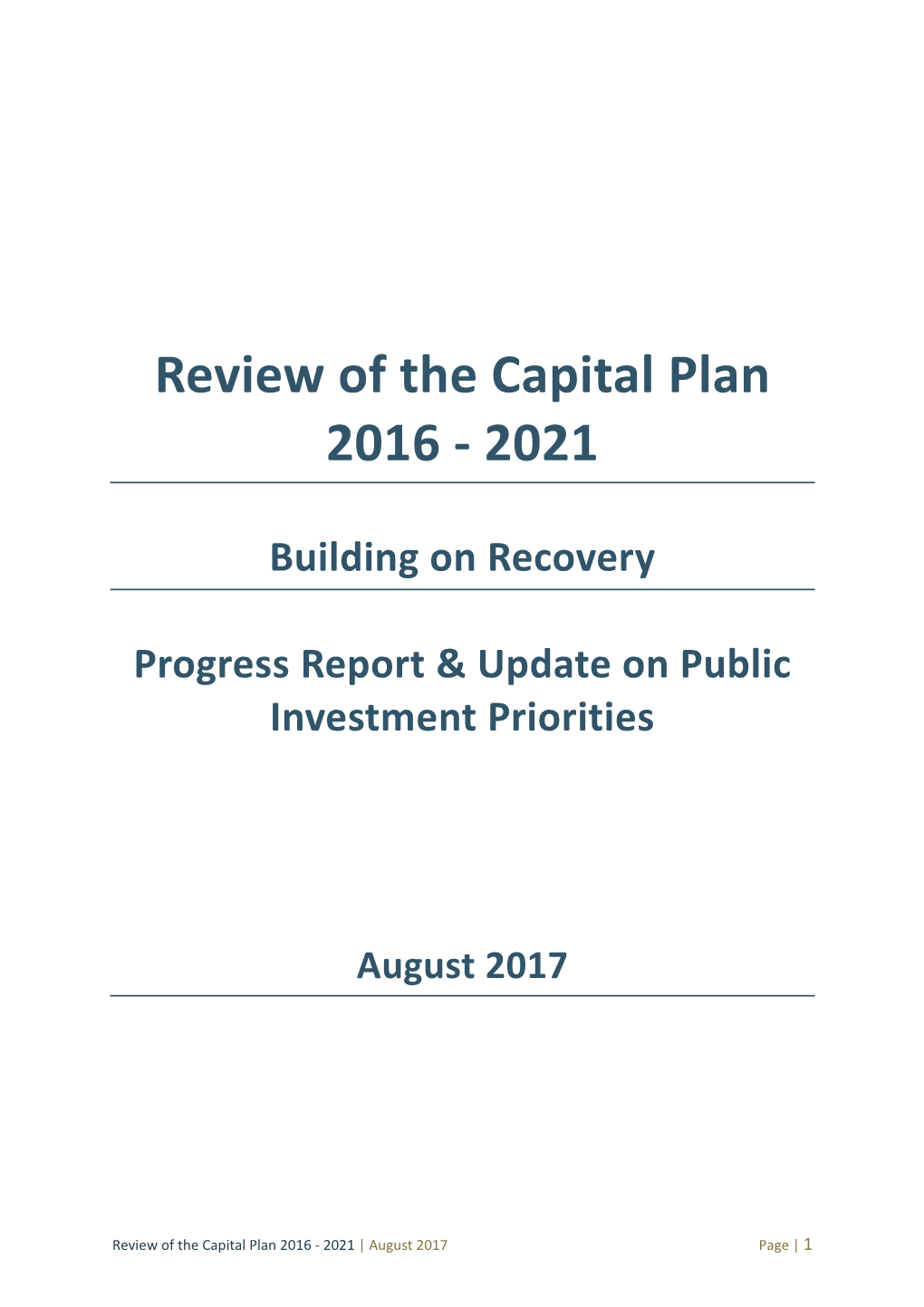 Review of the Capital Plan 2016 - 2021