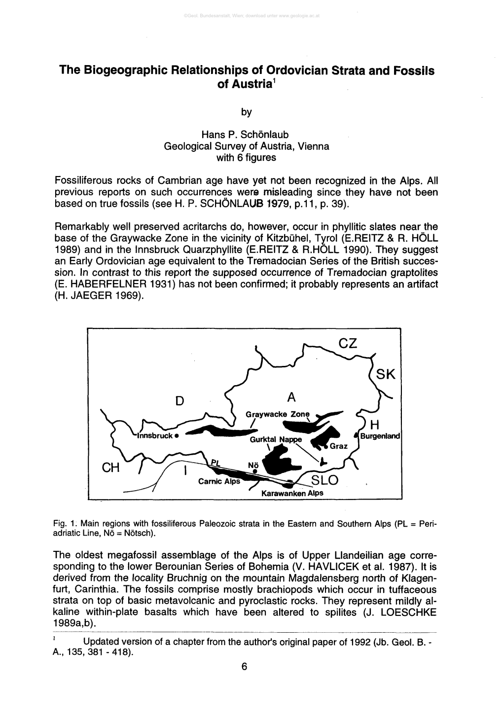 The Biogeographic Relationships of Ordovician Strata and Fossils of Austria1