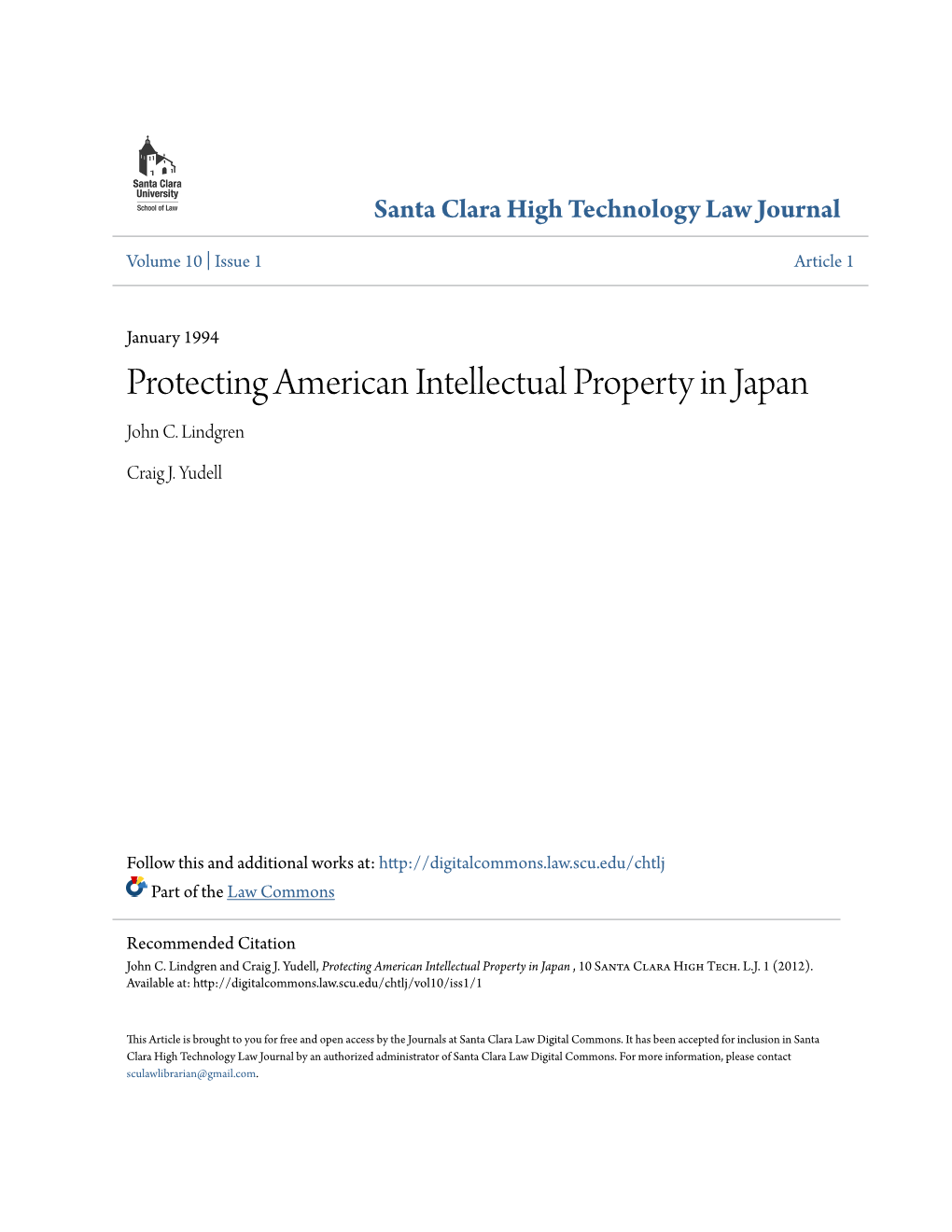 Protecting American Intellectual Property in Japan John C