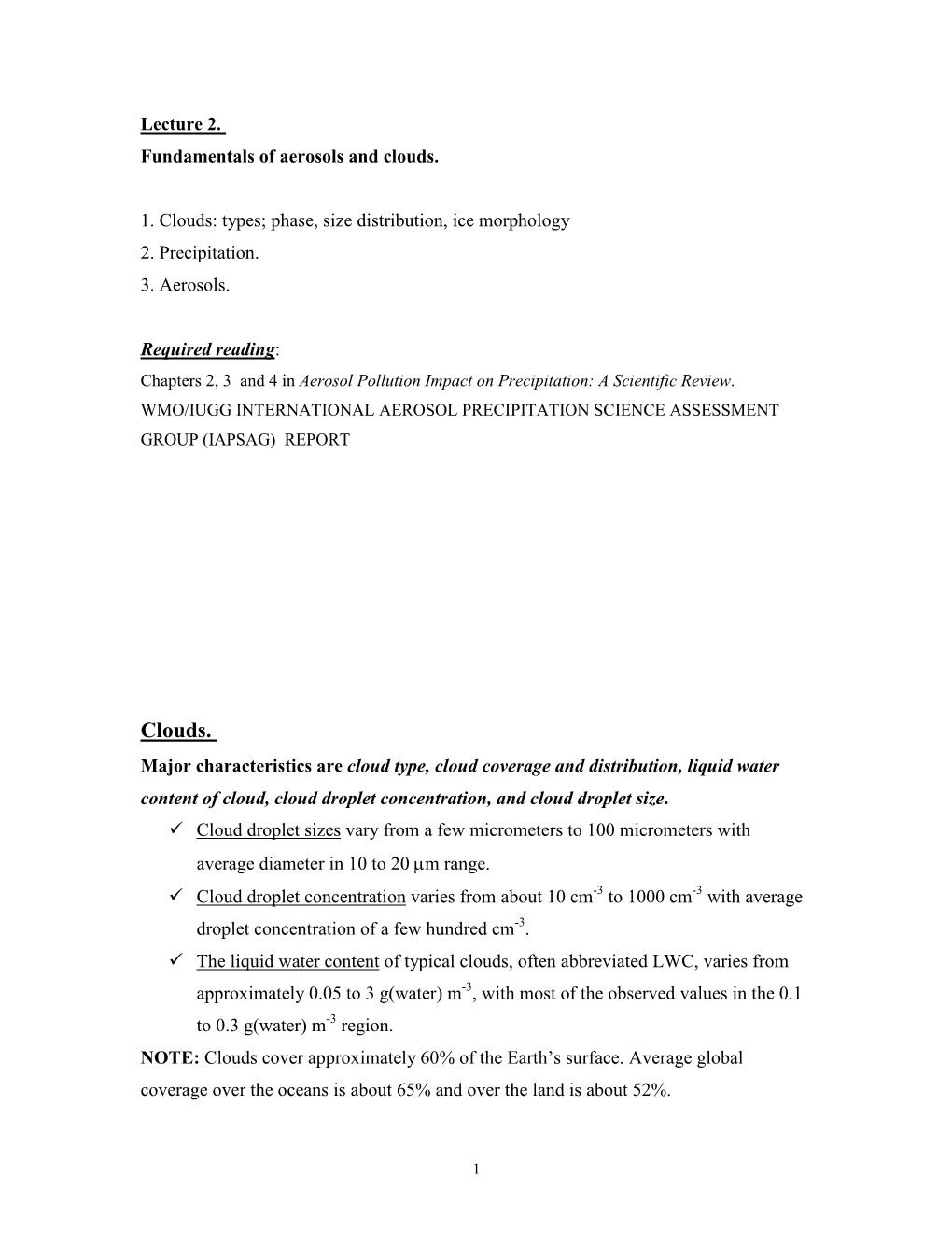 Fundamentals of Aerosols and Clouds