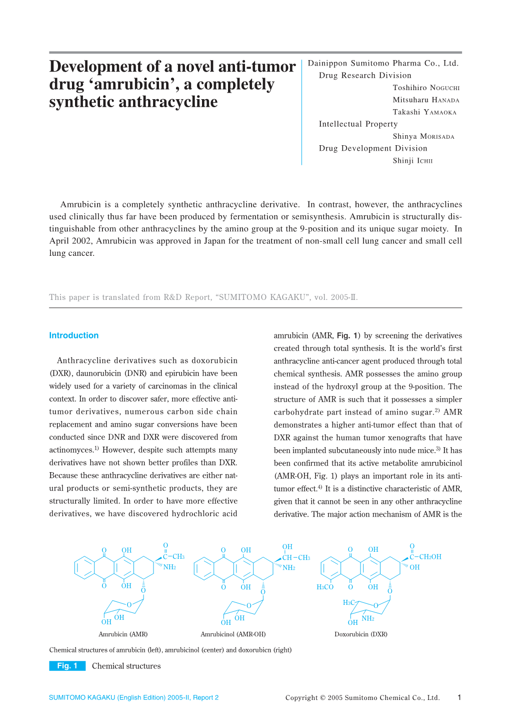 Development of a Novel Anti-Tumor Drug 'Amrubicin', a Completely