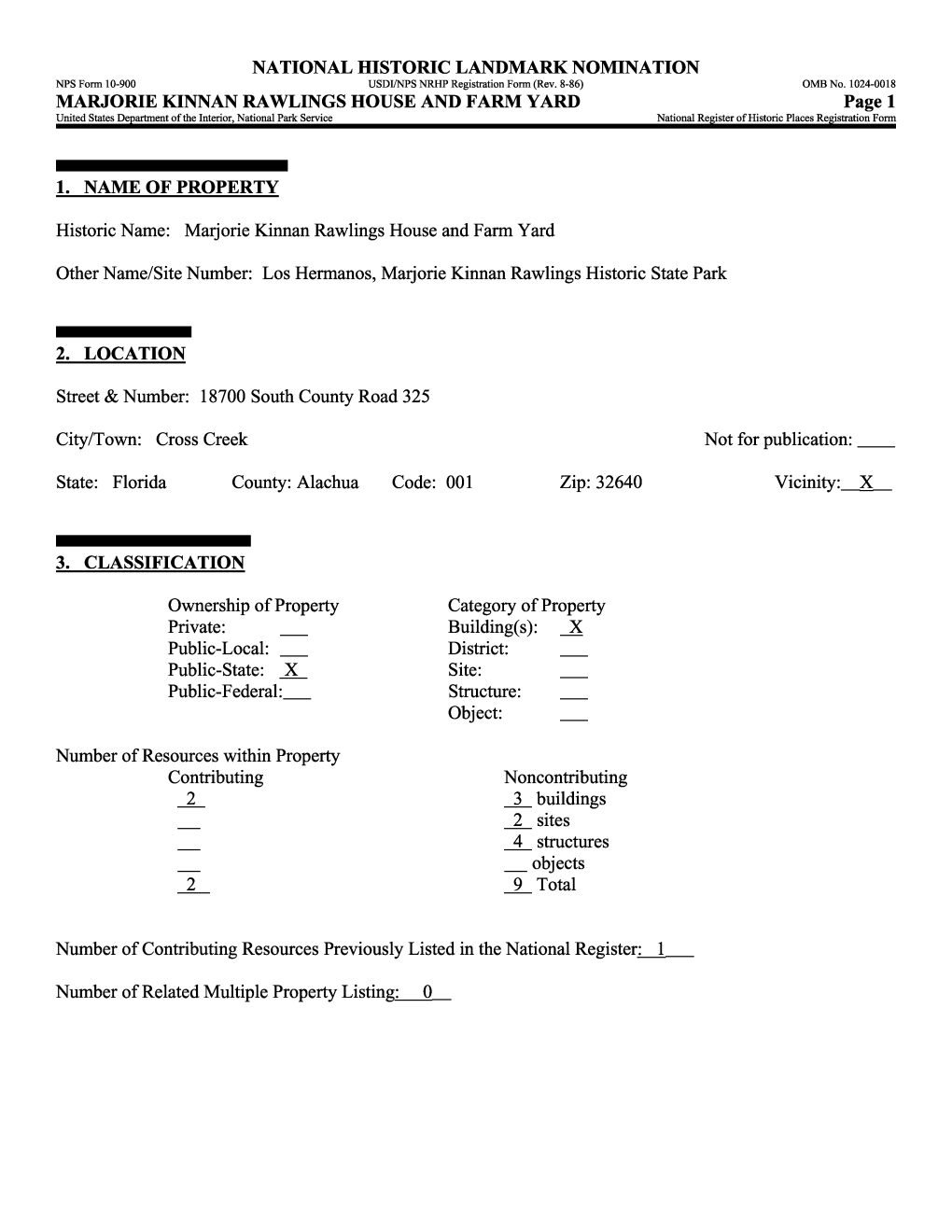 NATIONAL HISTORIC LANDMARK NOMINATION NFS Form 10-900 USDI/NPS NRHP Registration Form (Rev