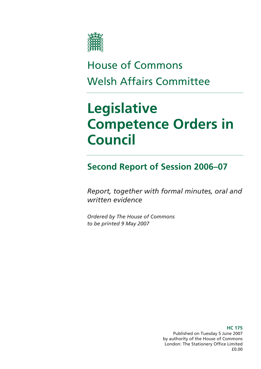 Legislative Competence Orders in Council