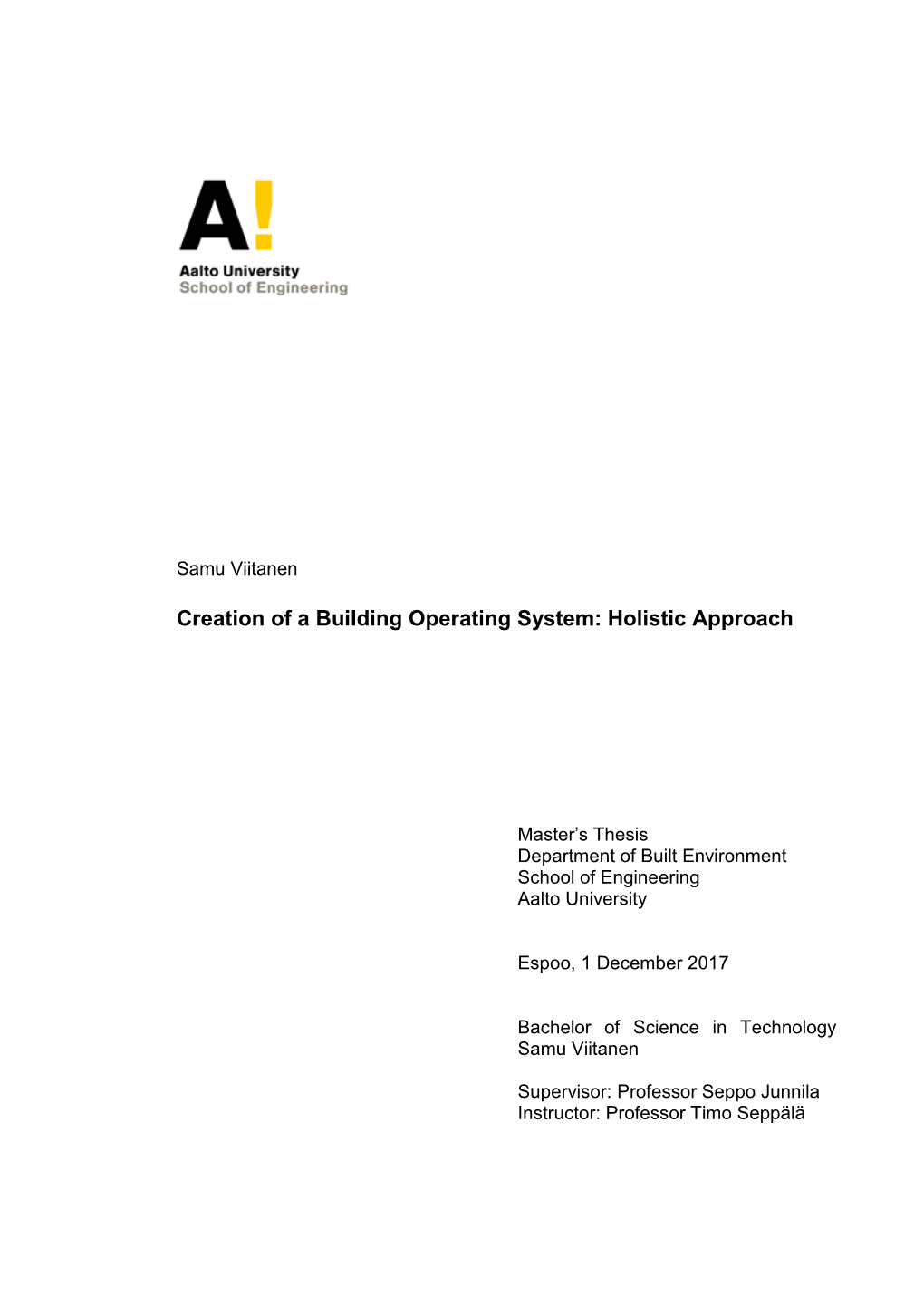 Creation of a Building Operating System: Holistic Approach