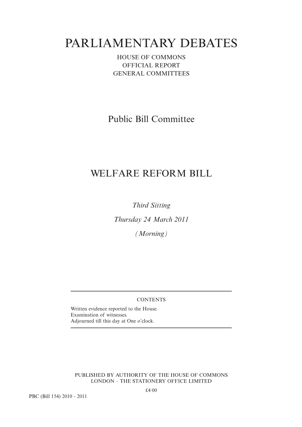 Parliamentary Debates House of Commons Official Report General Committees