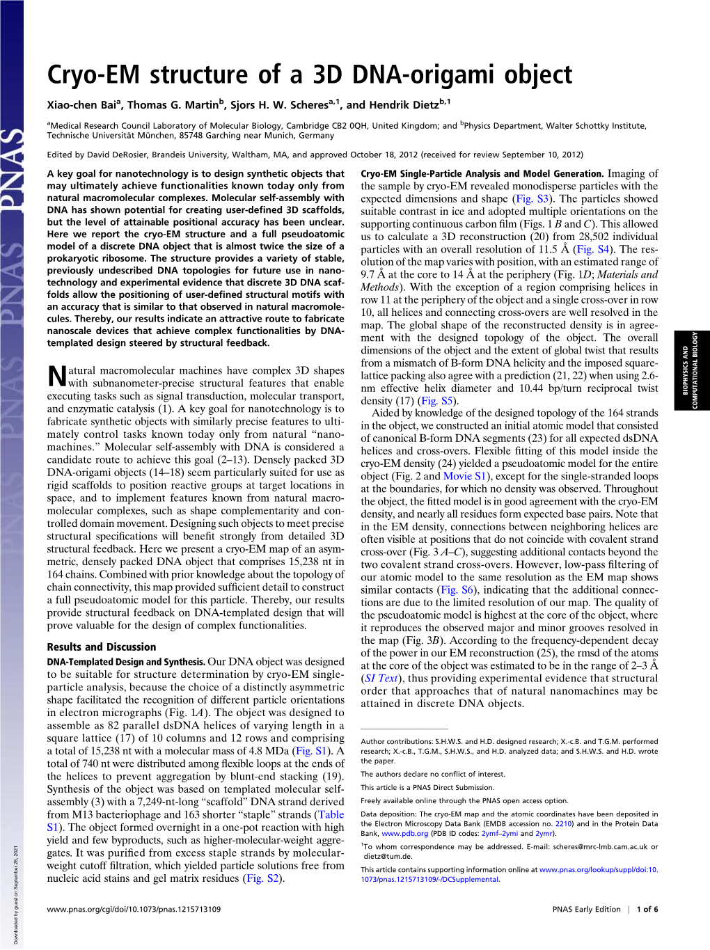 Cryo-EM Structure of a 3D DNA-Origami Object