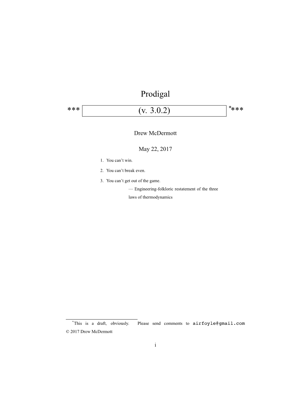 Prodigal *** (V. 3.0.2) ****