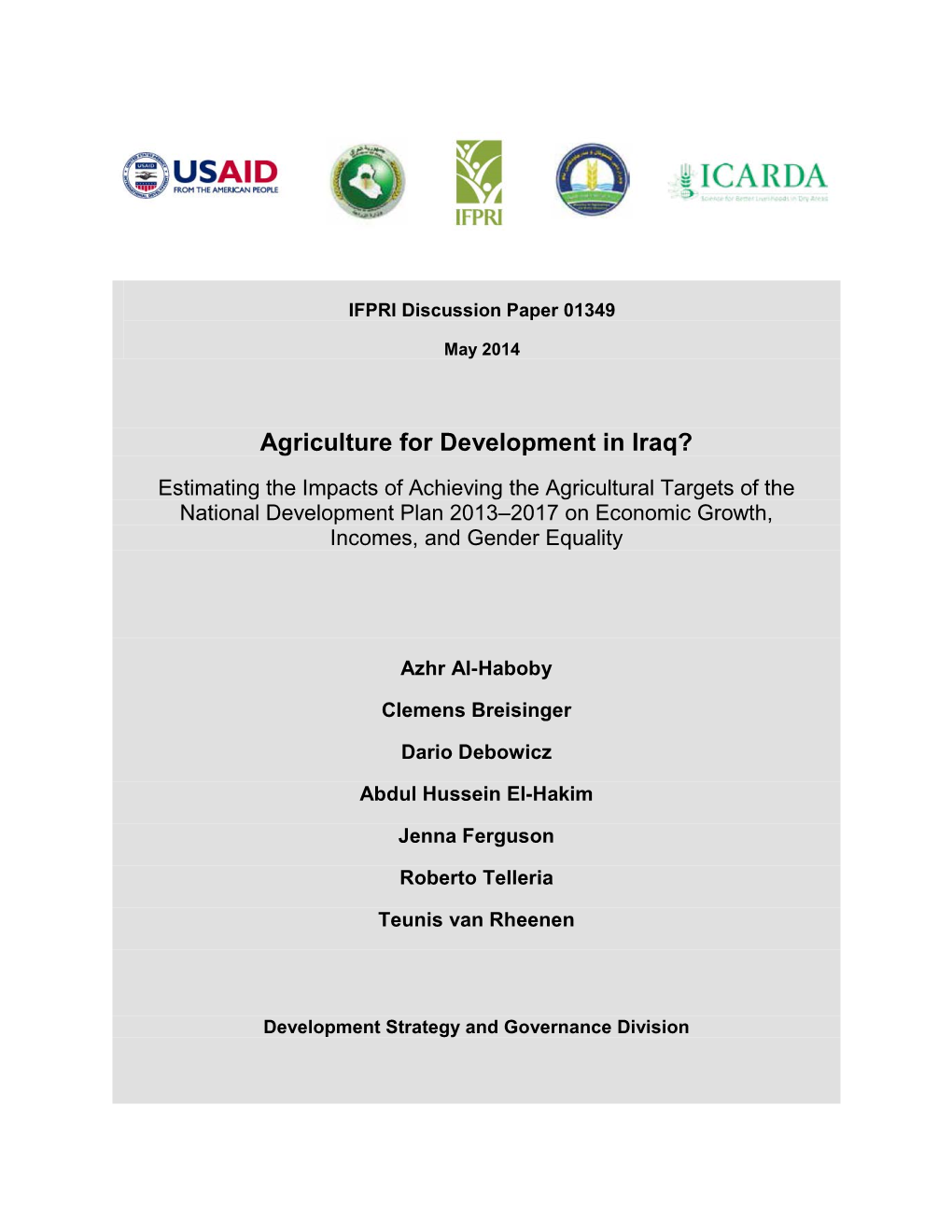Agriculture for Development in Iraq?