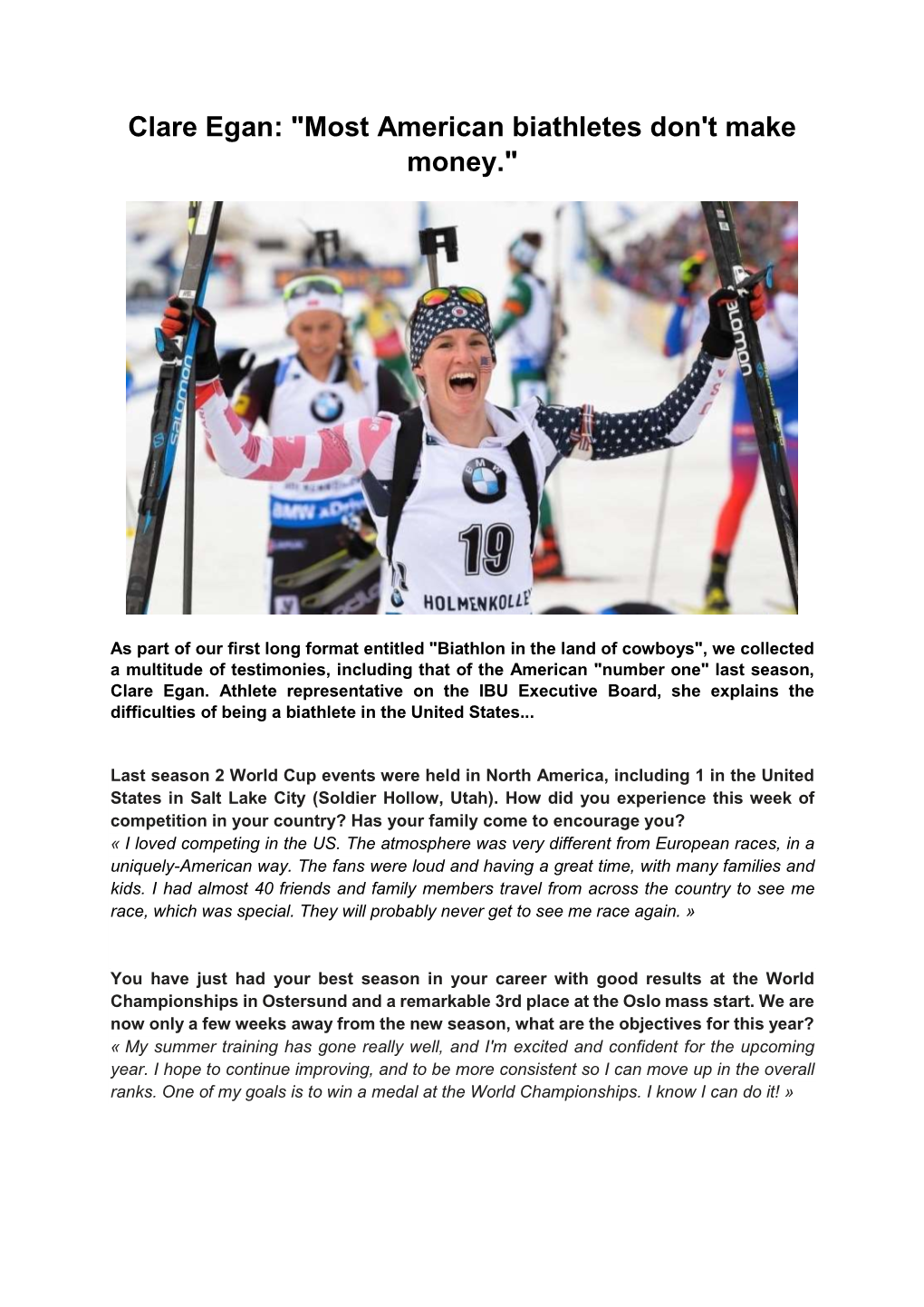 Clare Egan: "Most American Biathletes Don't Make Money."