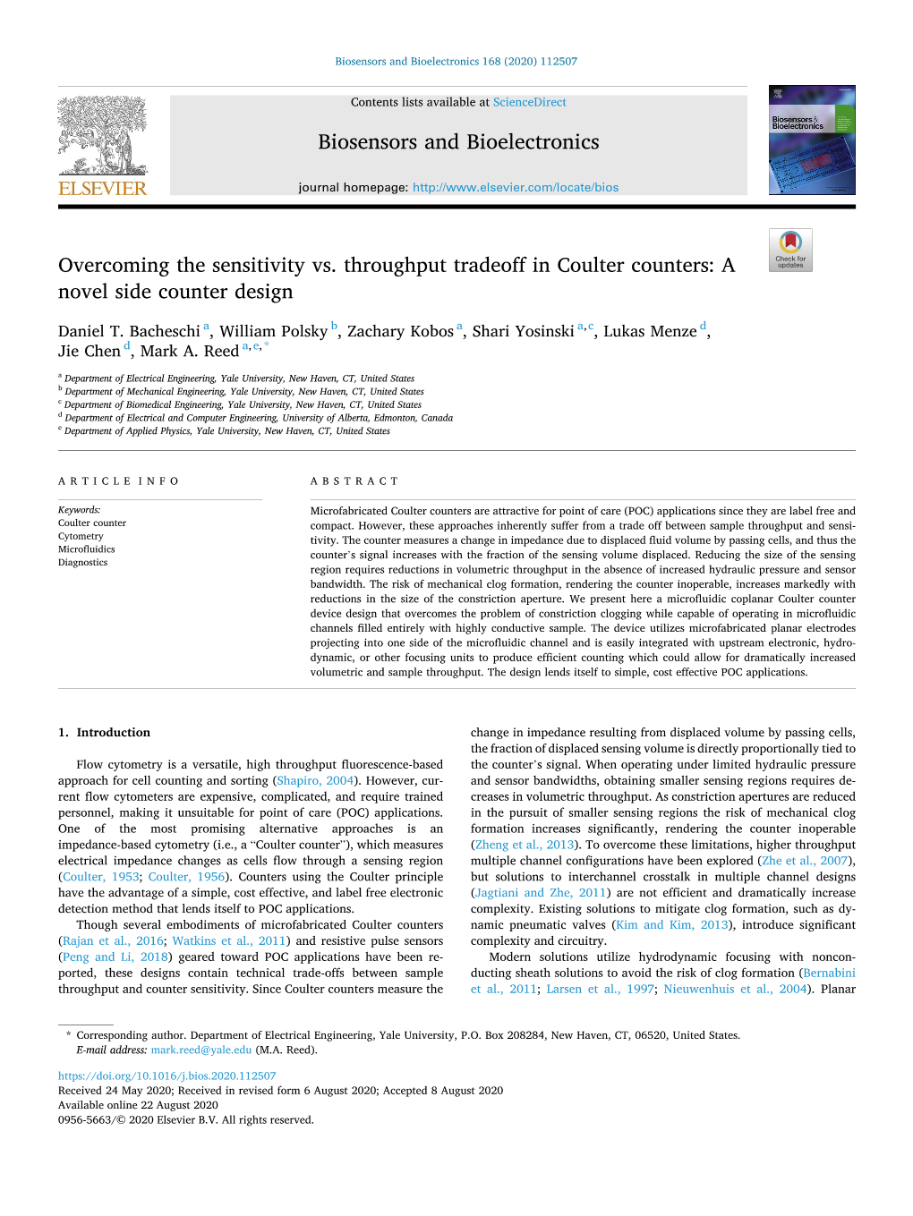 Overcoming the Sensitivity Vs. Throughput Tradeoff in Coulter Counters: a Novel Side Counter Design