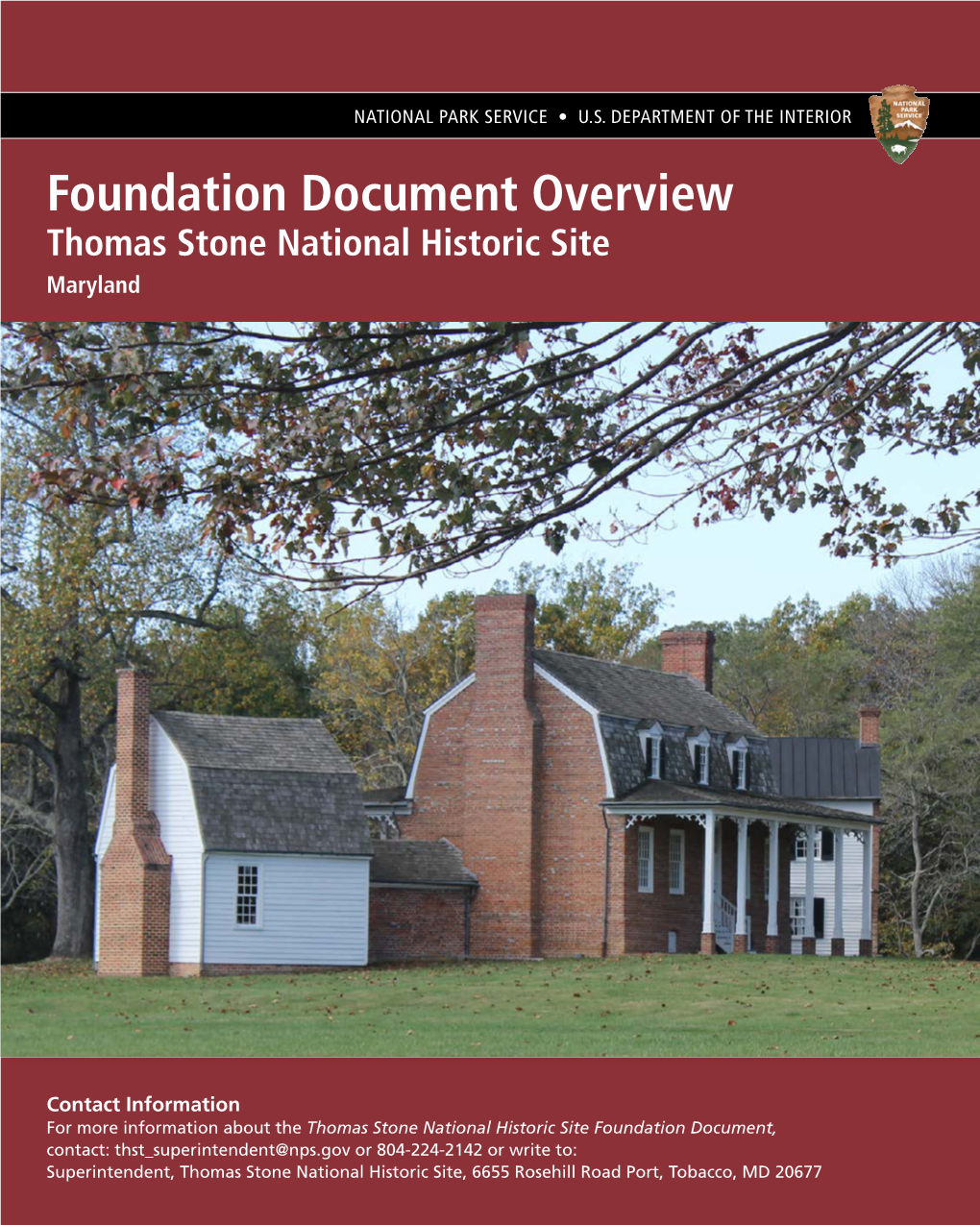 Thomas Stone National Historic Site Foundation Document Overview