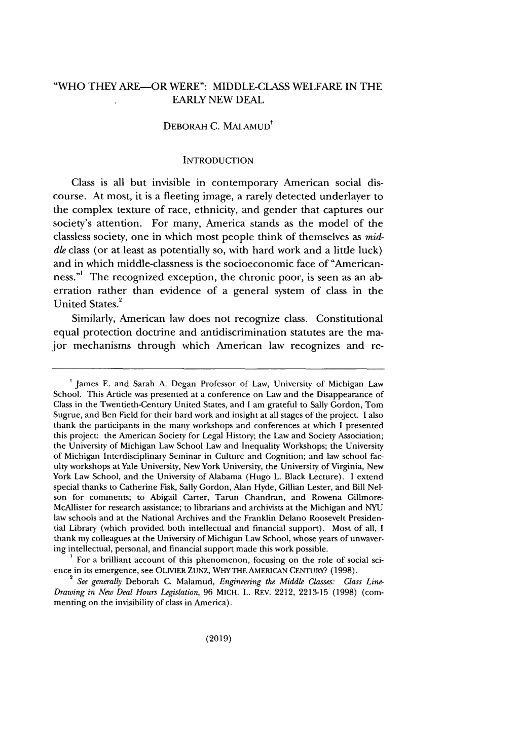 Middle-Class Welfare in the Early New Deal