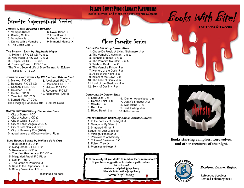 Books with Bite!: Vampire & Werewolf Books for Teens & Tweens