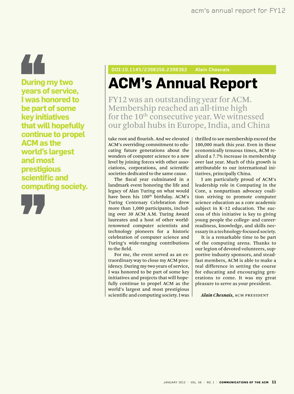 Acm's Annual Report