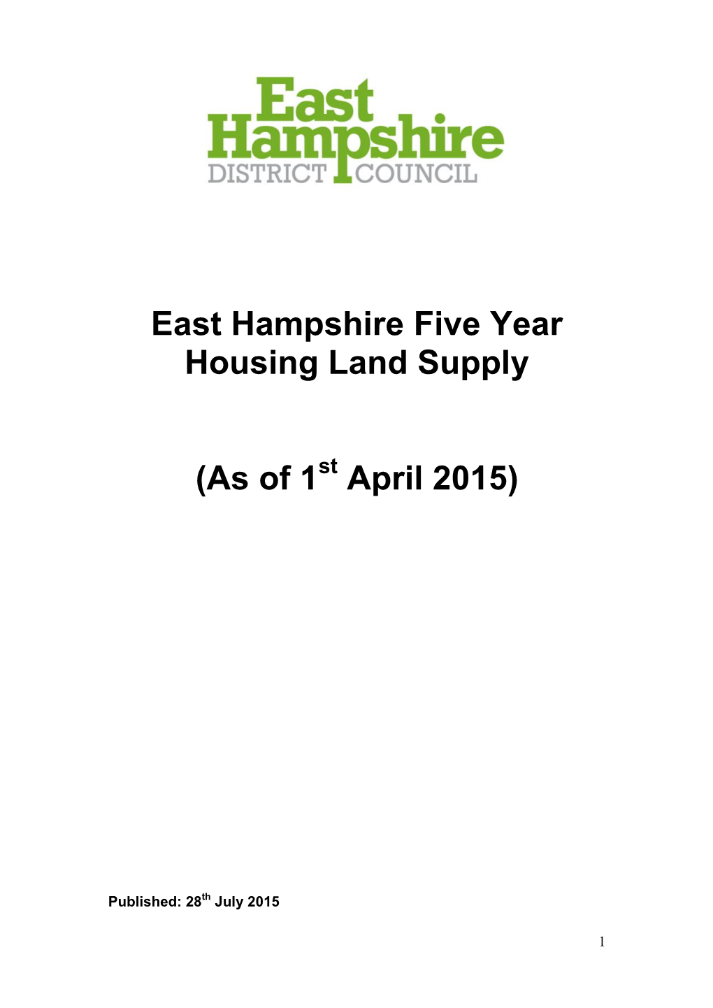 East Hampshire Five Year Housing Land Supply