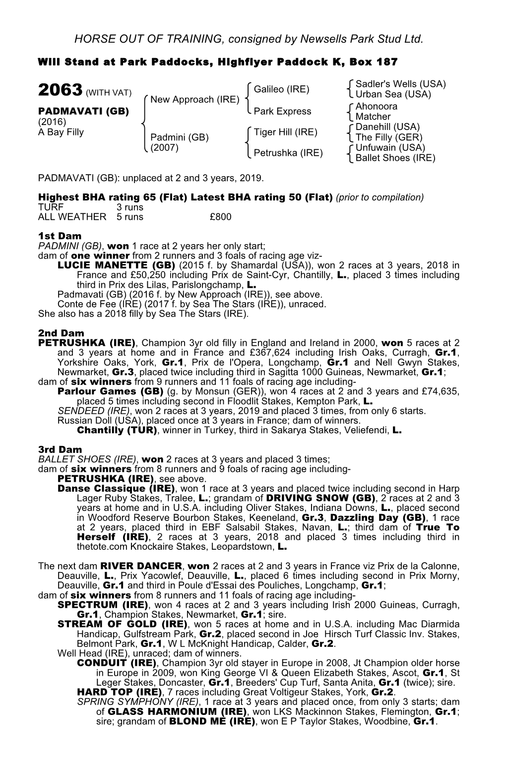 HORSE out of TRAINING, Consigned by Newsells Park Stud Ltd