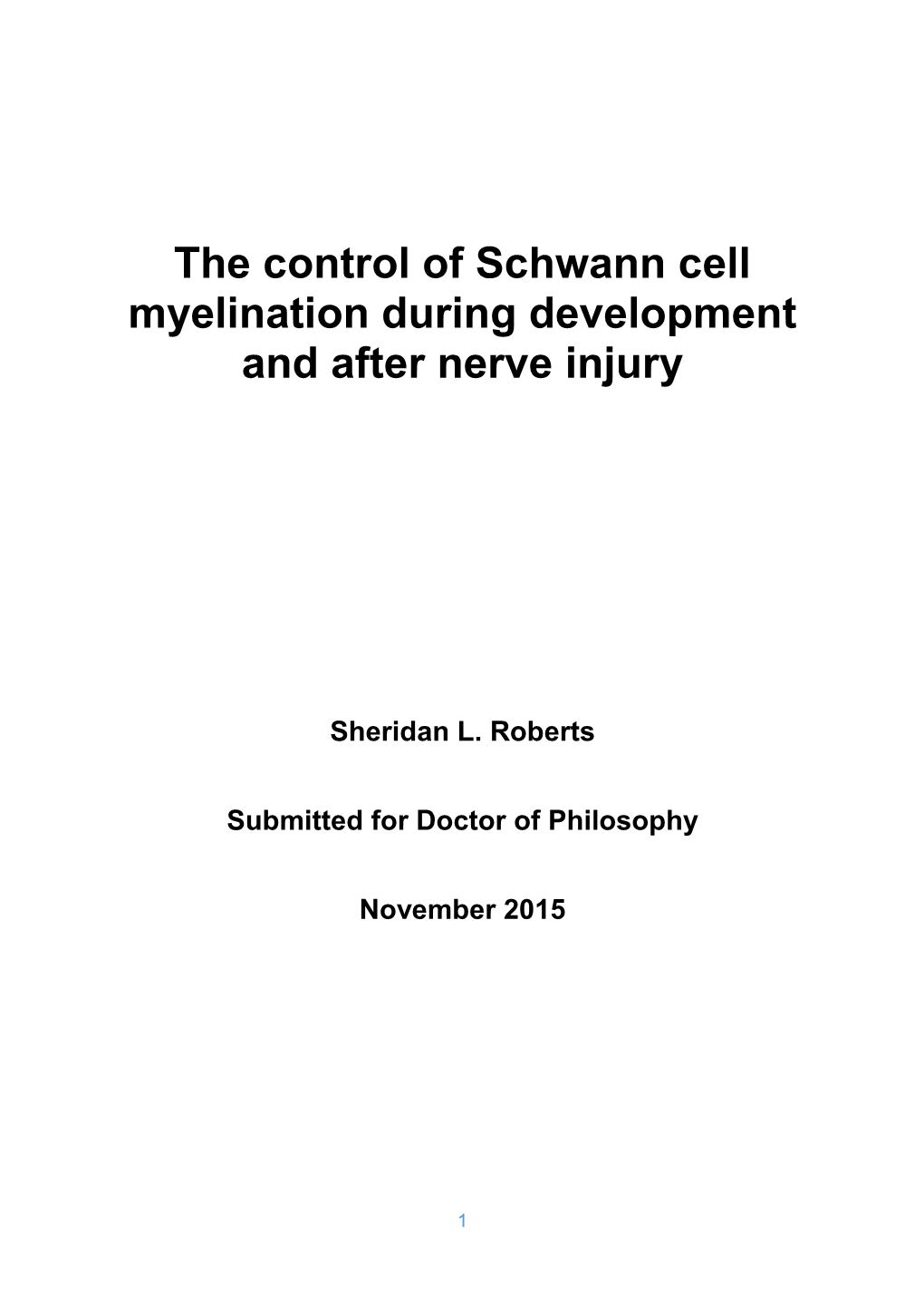 The Control of Schwann Cell Myelination During Development and After Nerve Injury