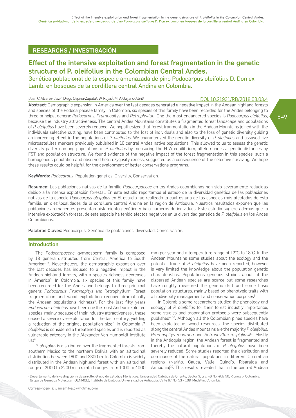 Effect of the Intensive Exploitation and Forest Fragmentation in the Genetic Structure of P