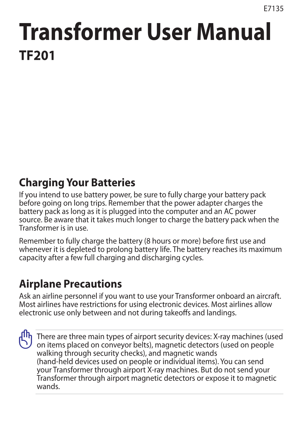 Transformer User Manual TF201