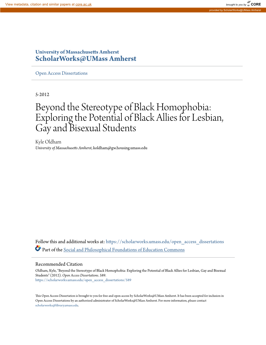 Beyond the Stereotype of Black Homophobia