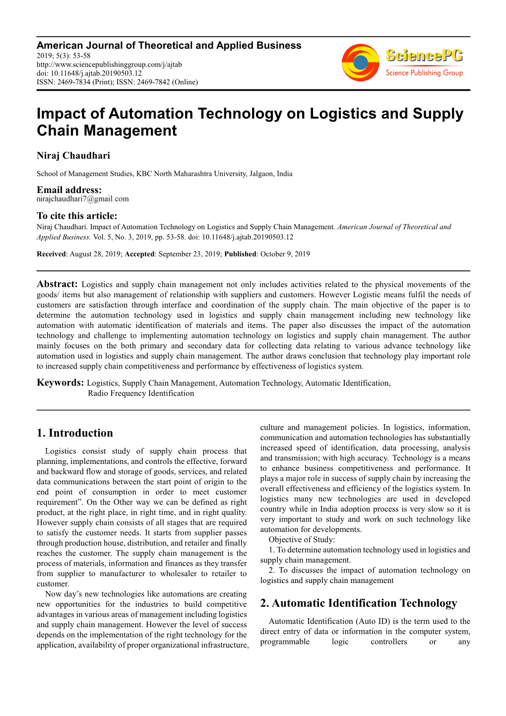 Impact of Automation Technology on Logistics and Supply Chain Management