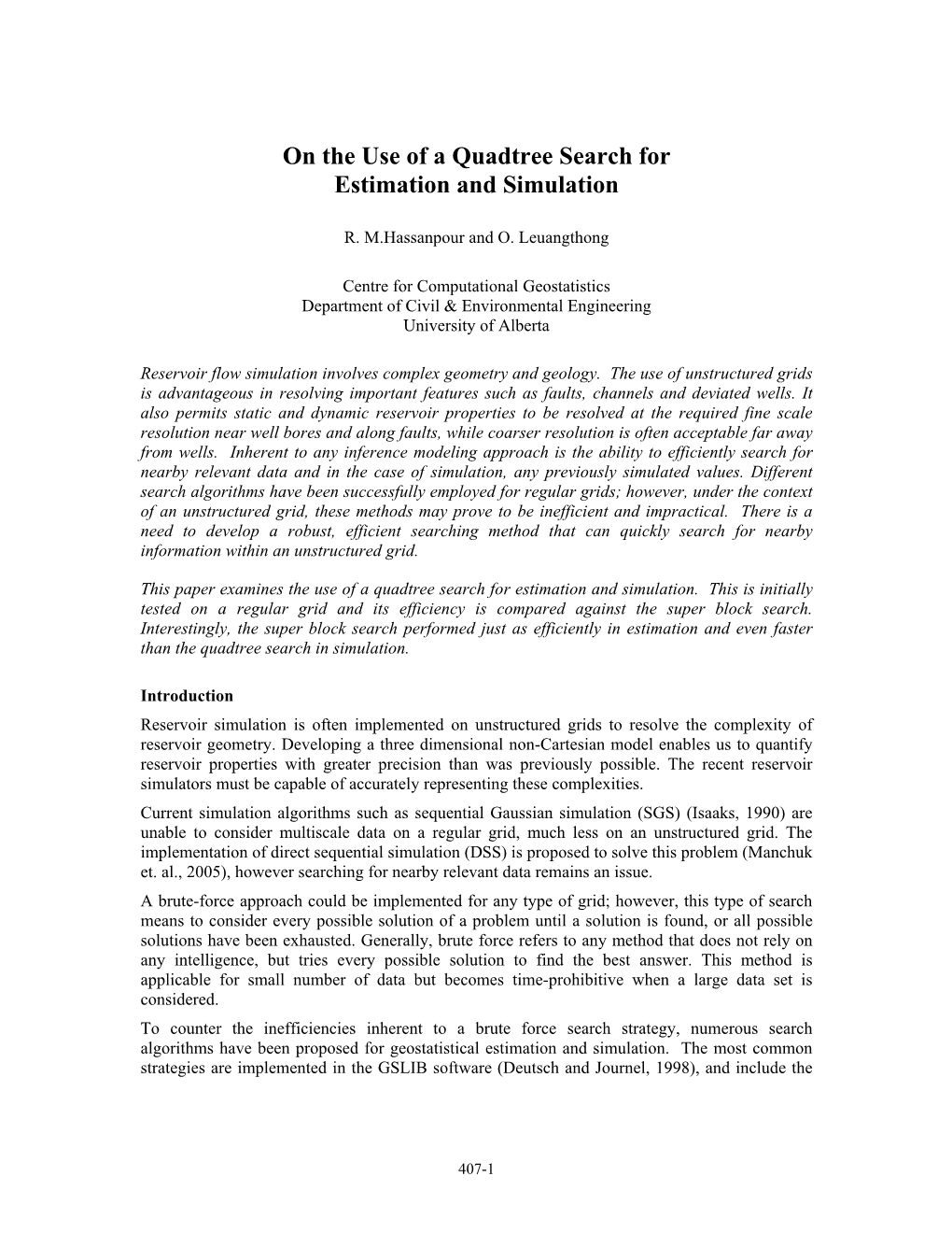 On the Use of a Quadtree Search for Estimation and Simulation