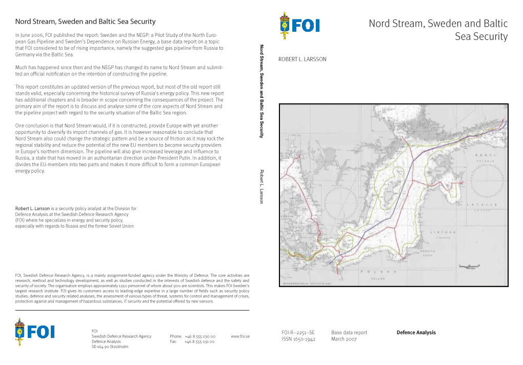 Nord Stream, Sweden and Baltic Sea Security