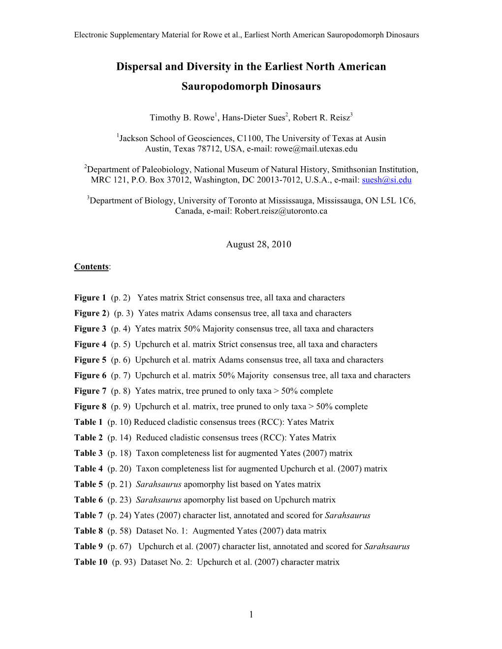 The Earliest North American Sauropodomorph Dinosaurs, with A