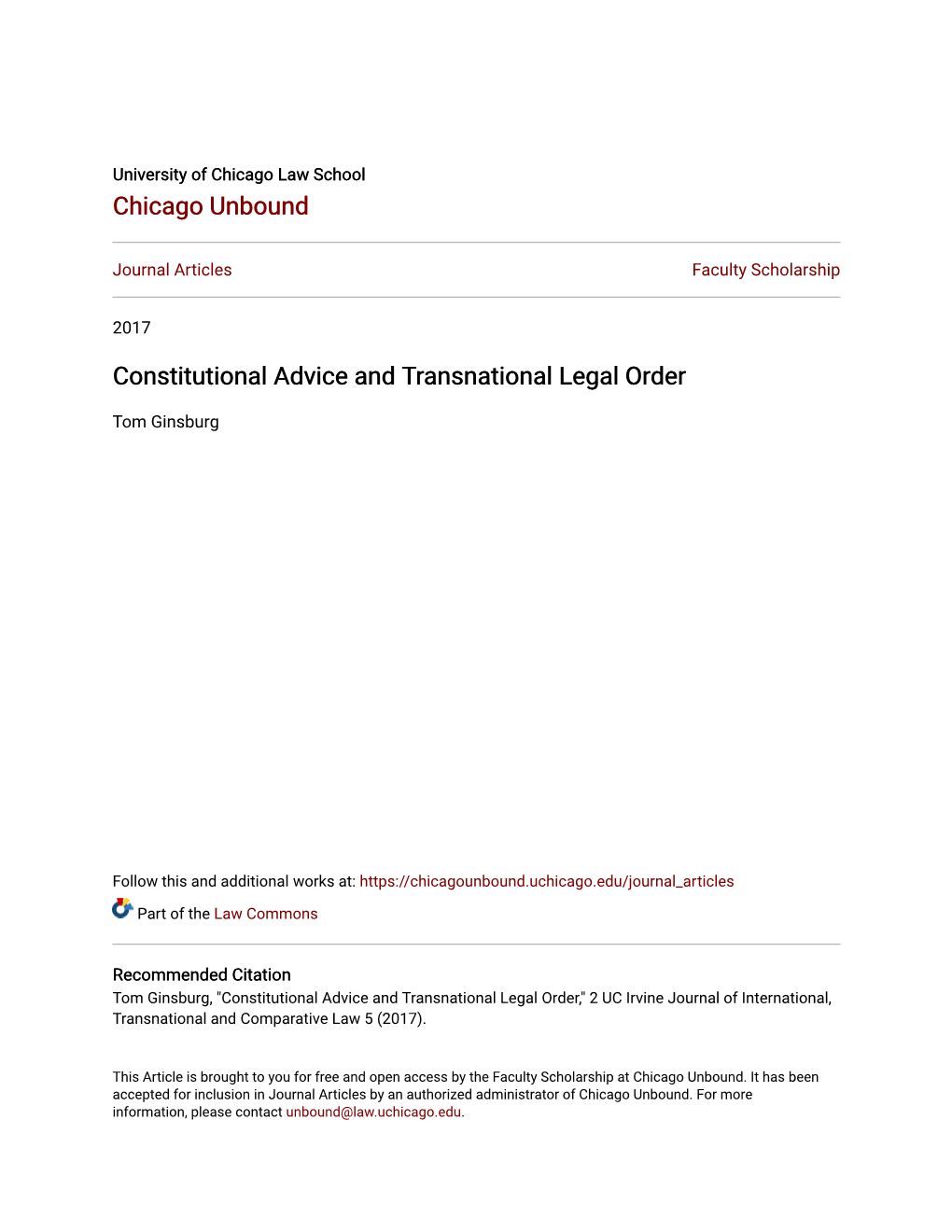 Constitutional Advice and Transnational Legal Order