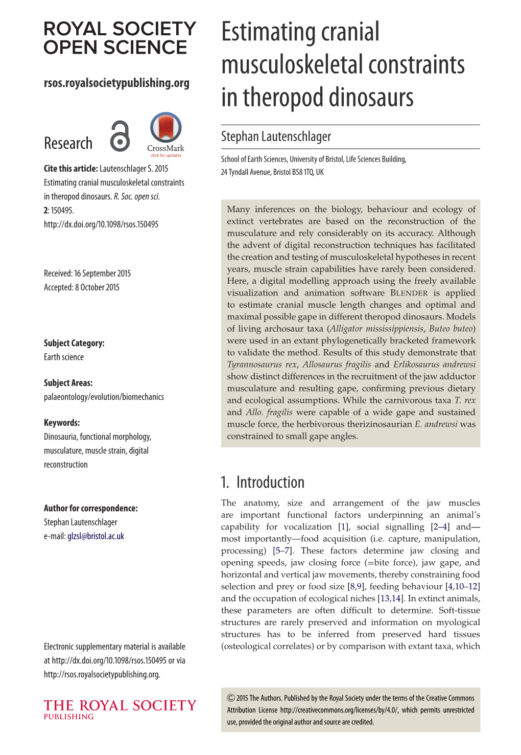 Estimating Cranial Musculoskeletal Constraints in Theropod Dinosaurs