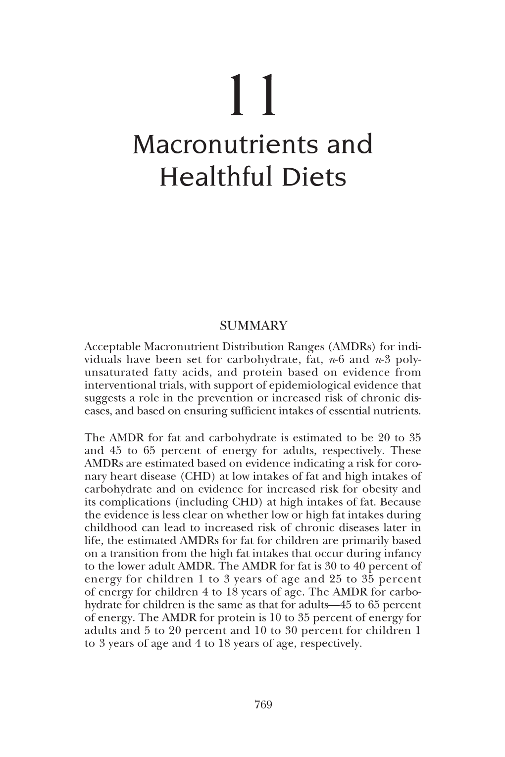 Acceptable Macronutrient Distribution Ranges