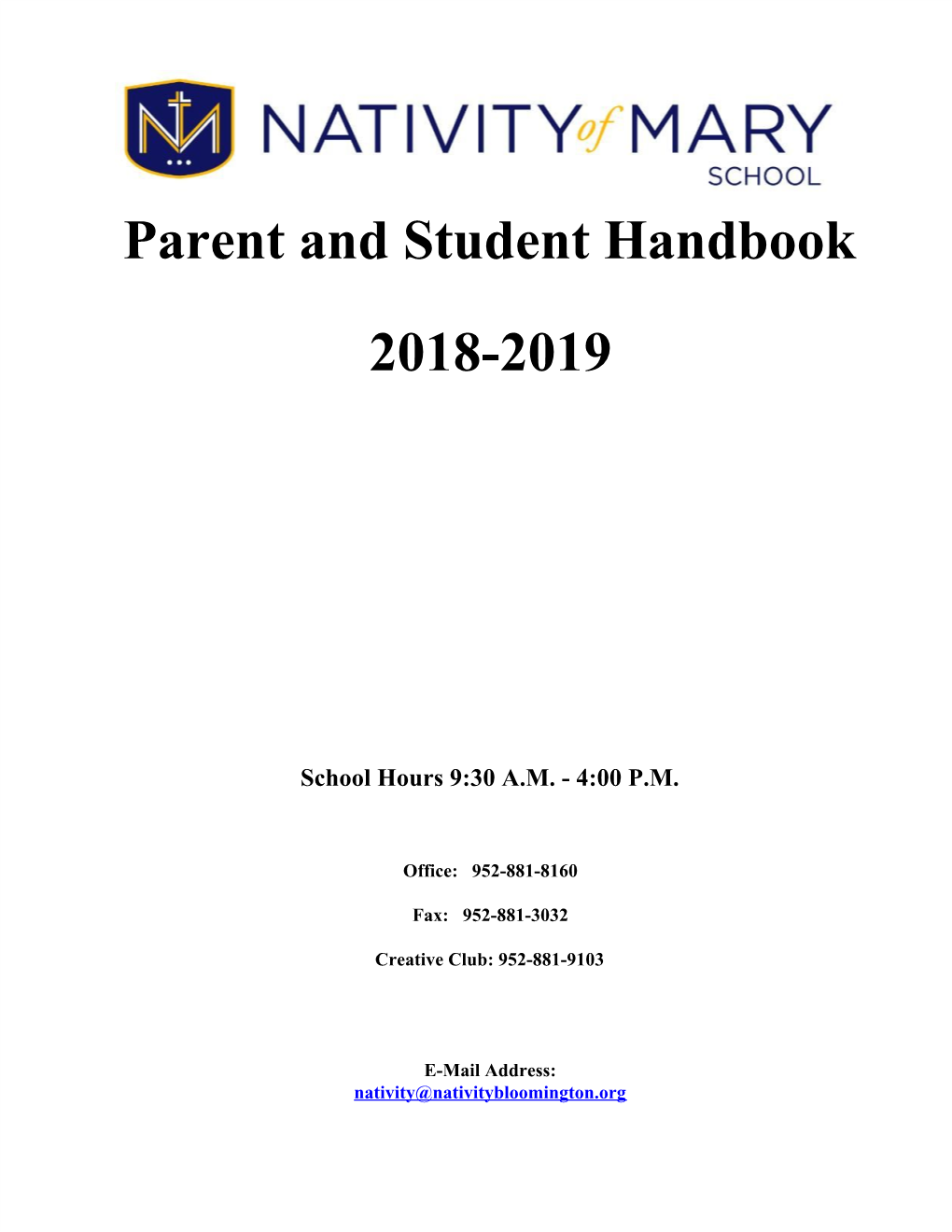 Parent and Student Handbook 2018-2019