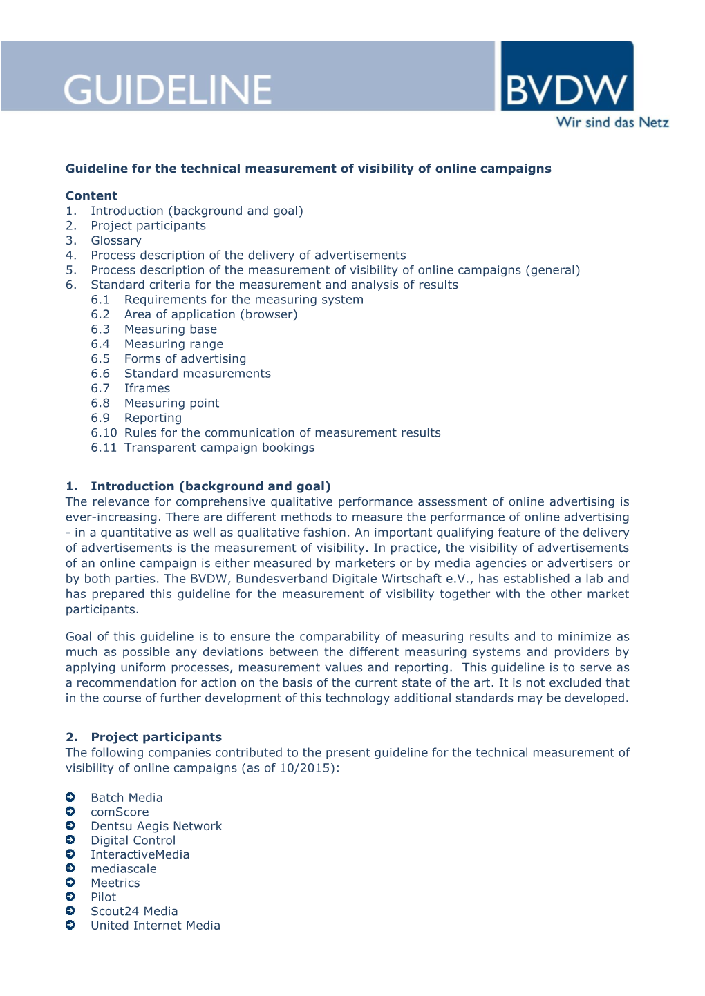 Guideline for the Technical Measurement of Visibility of Online Campaigns