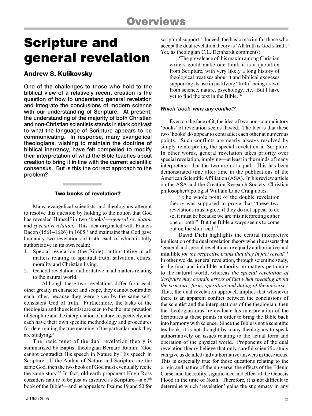 Scripture and General Revelation — Kulikovsky Scripture and General Revelation — Kulikovsky Dual Revelation Theory