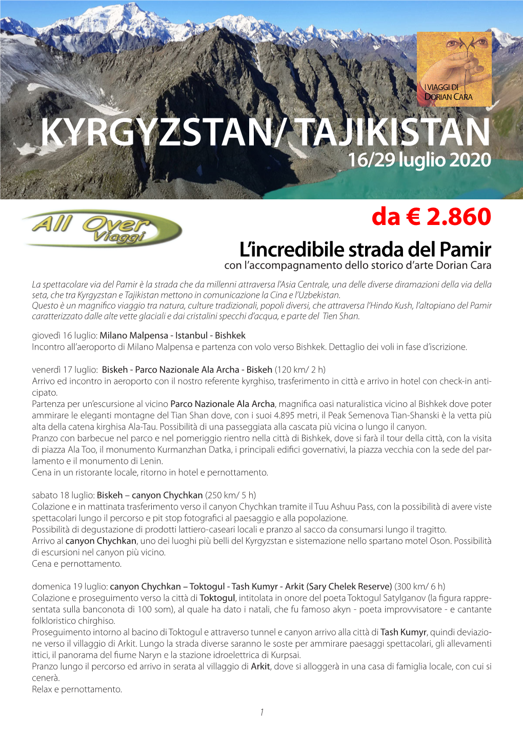 TAJIKISTAN 16/29 Luglio 2020