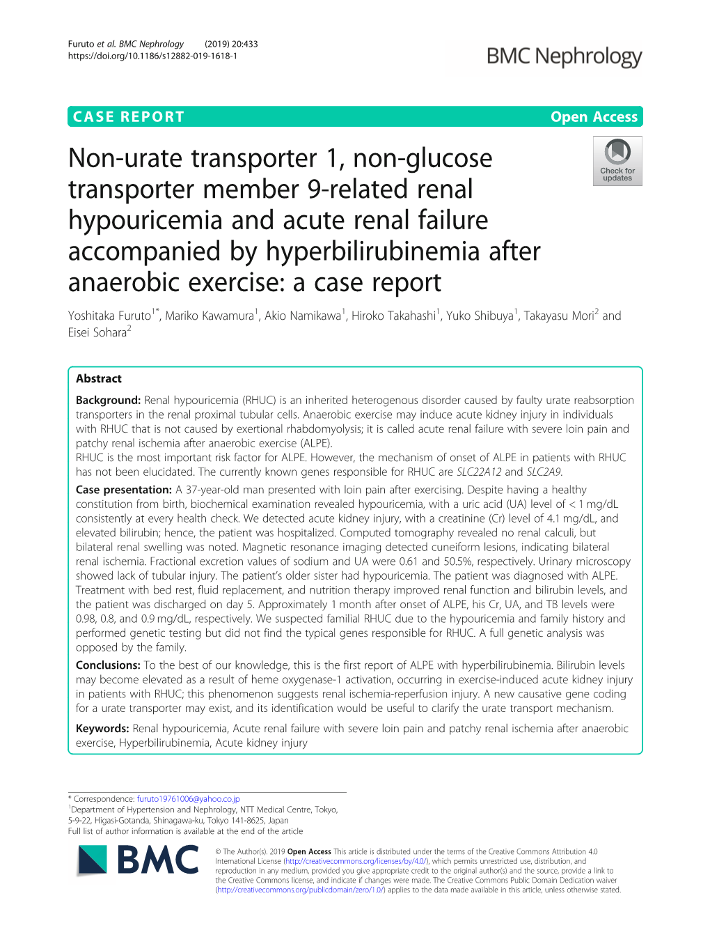 Non-Urate Transporter 1, Non-Glucose Transporter Member 9-Related Renal