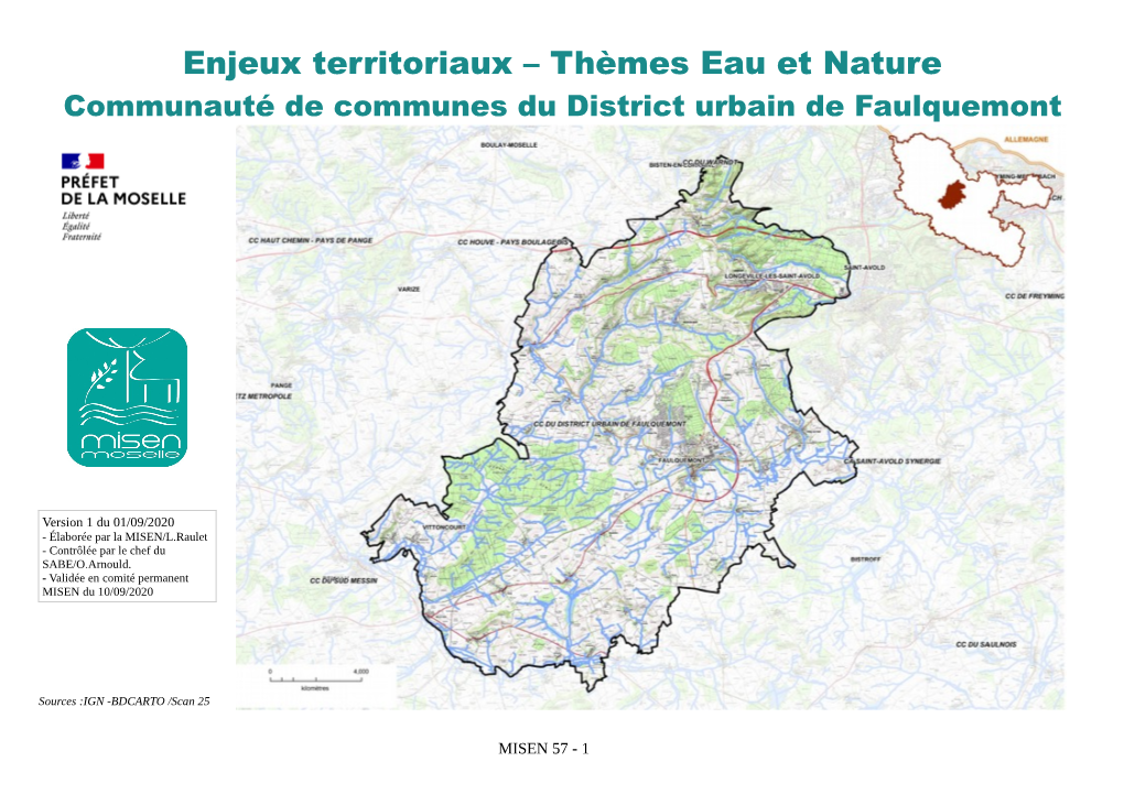 Enjeux Territoriaux – Thèmes Eau Et Nature Communauté De Communes Du District Urbain De Faulquemont