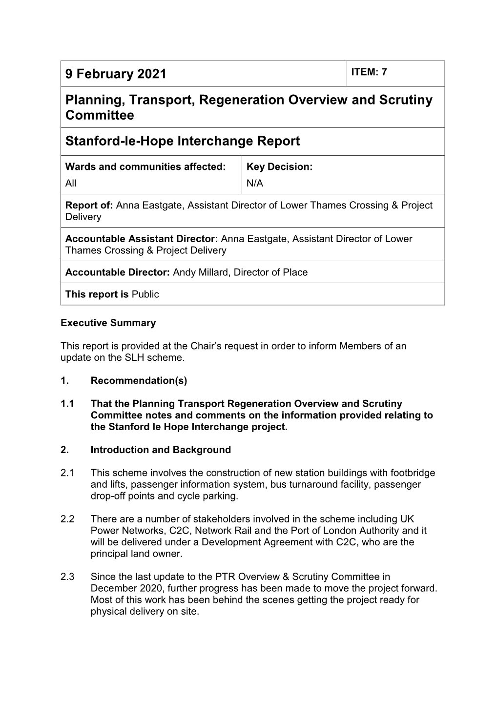 Stanford-Le-Hope Interchange Report PDF 138 KB