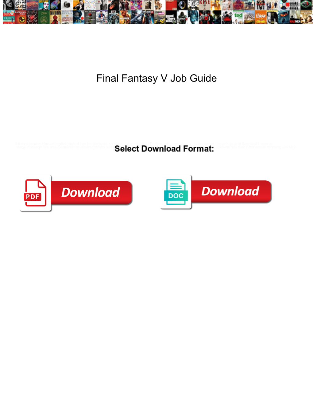 Final Fantasy V Job Guide