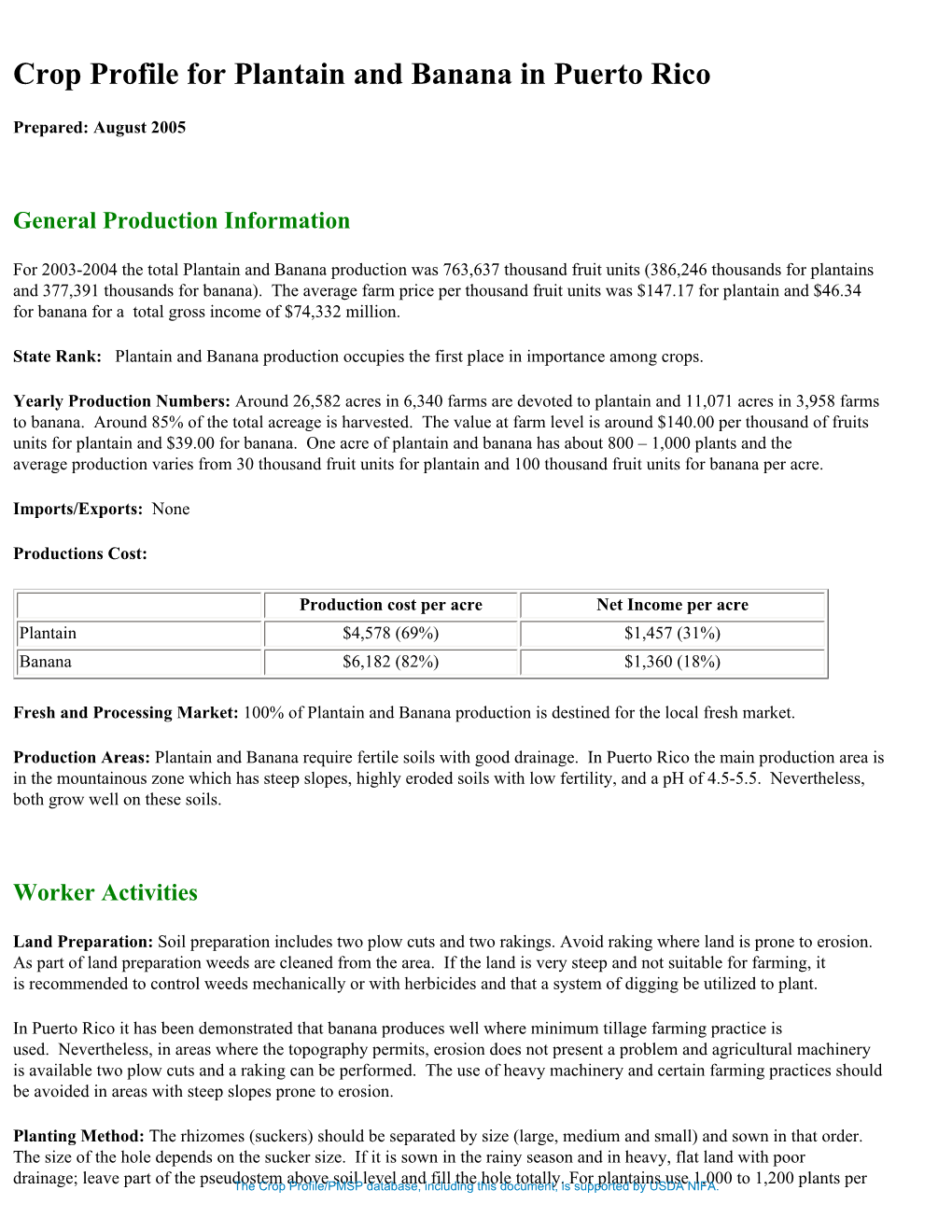 Crop Profile for Plantain and Banana in Puerto Rico