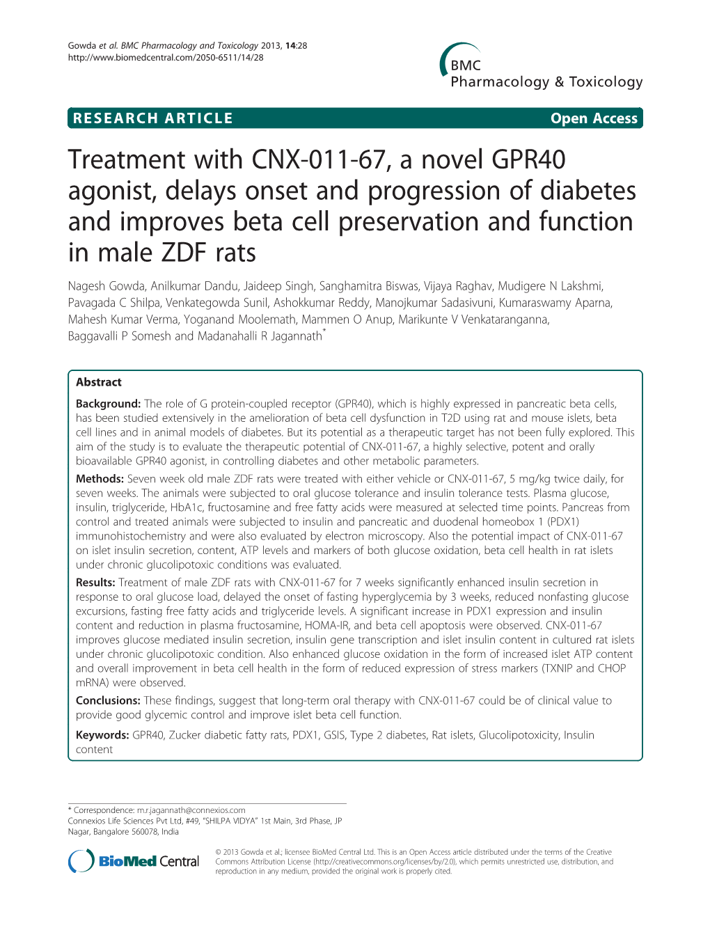 Treatment with CNX-011-67, a Novel GPR40 Agonist, Delays Onset And