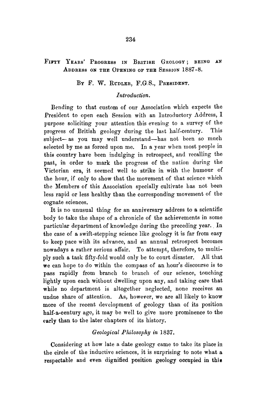 Fifty Years' Progress in British Geology