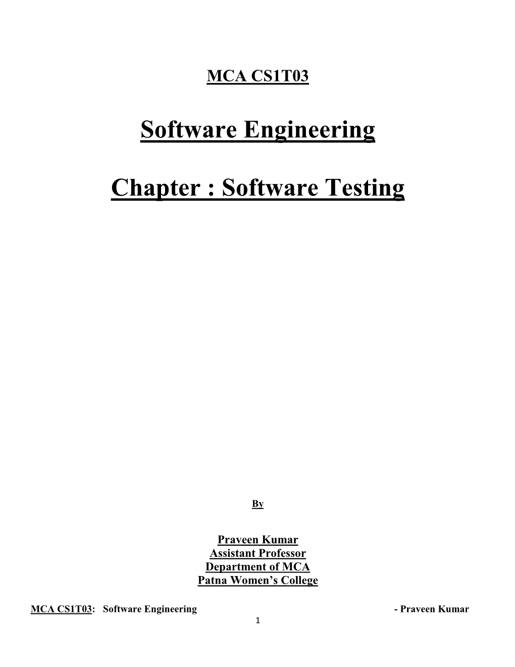 Software Engineering Chapter : Software Testing